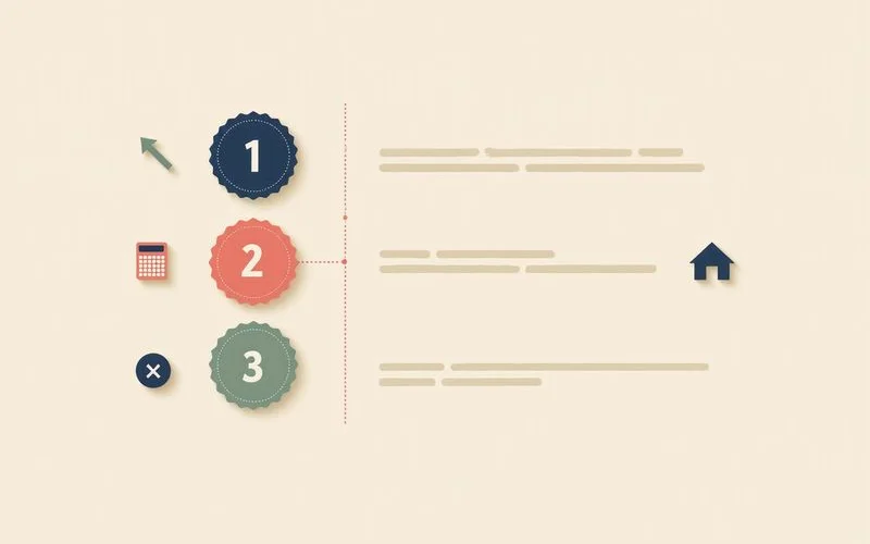 Step list graphic for checking an income requirement