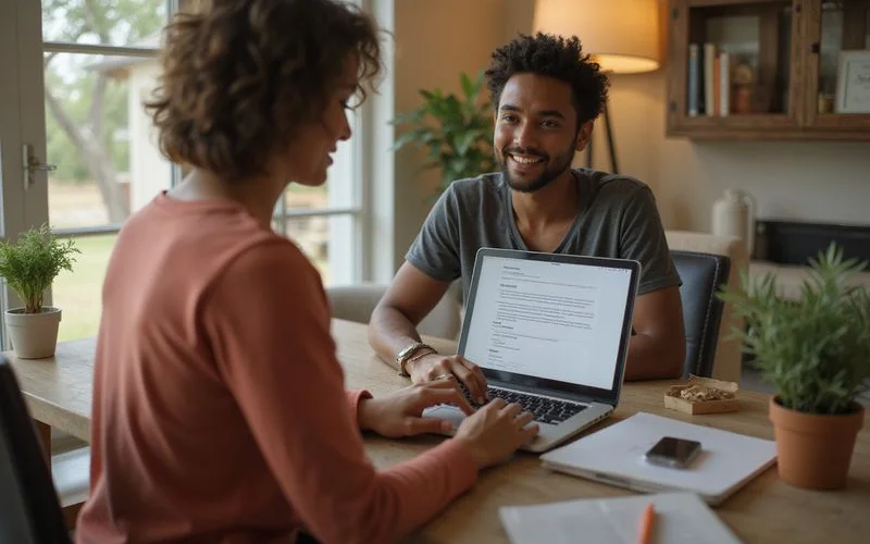 Renter reading written rental criteria in an email before applying