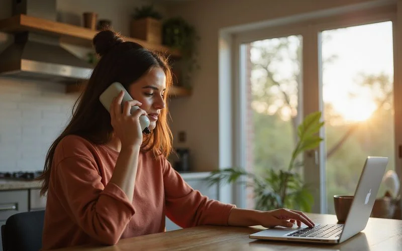 Woman calling a leasing office using the number from its official website