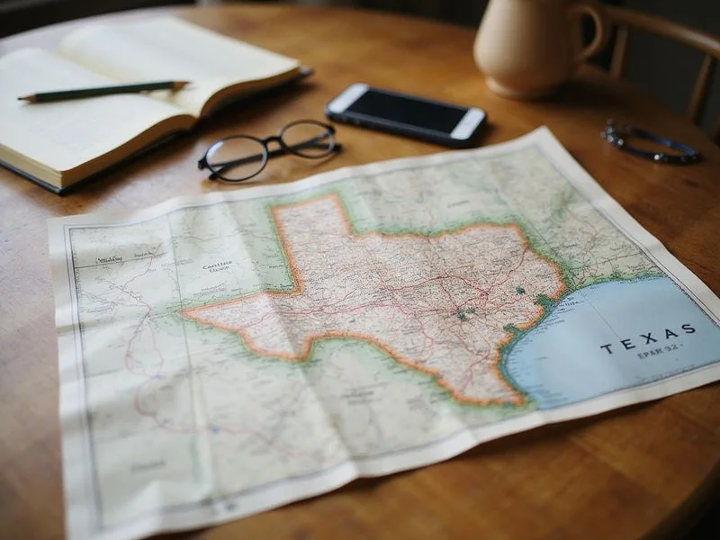 Map of Texas with the five service markets circled